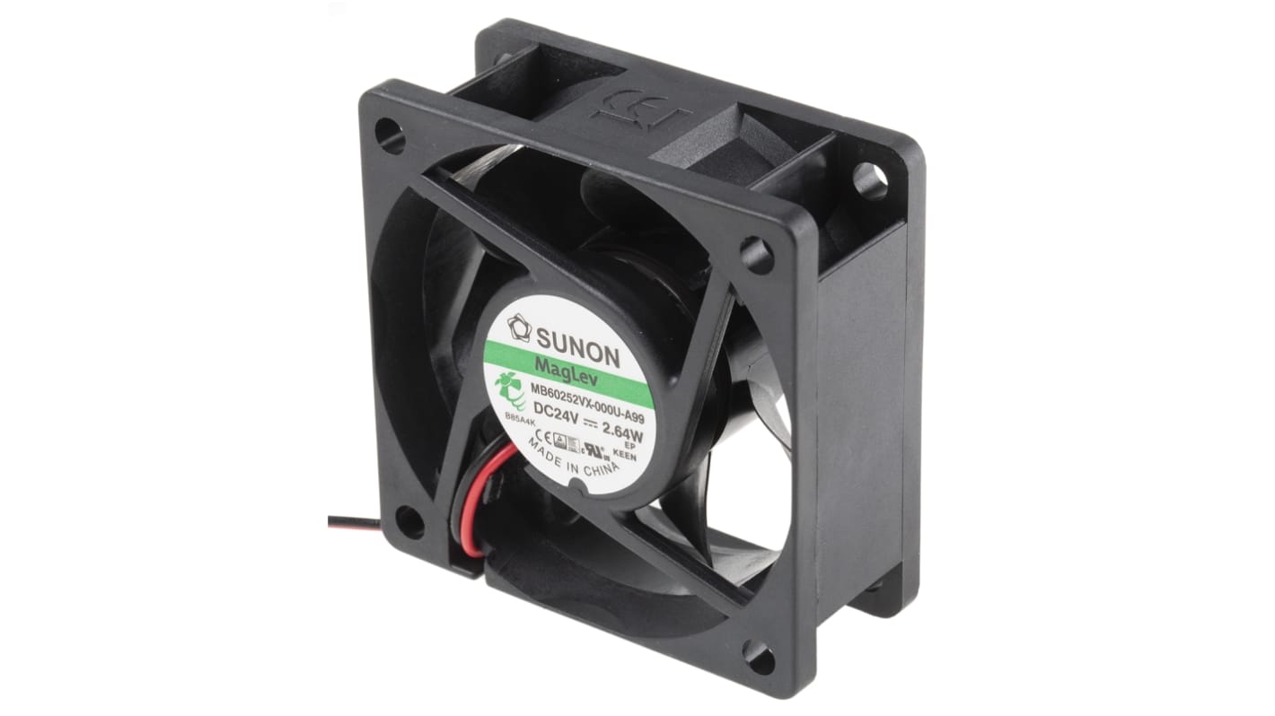 Sunon MB Series Axial Fan, 24 V dc, DC Operation, 46m³/h, 2.64W, 110mA Max, 60 x 60 x 25mm