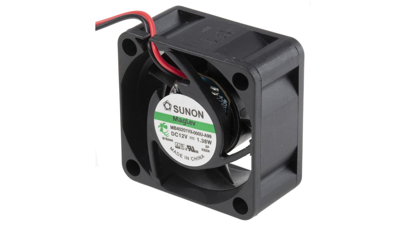 Sunon MB Series Axial Fan, 12 V dc, DC Operation, 18.36m³/h, 1.38W, 115mA Max, 40 x 40 x 20mm