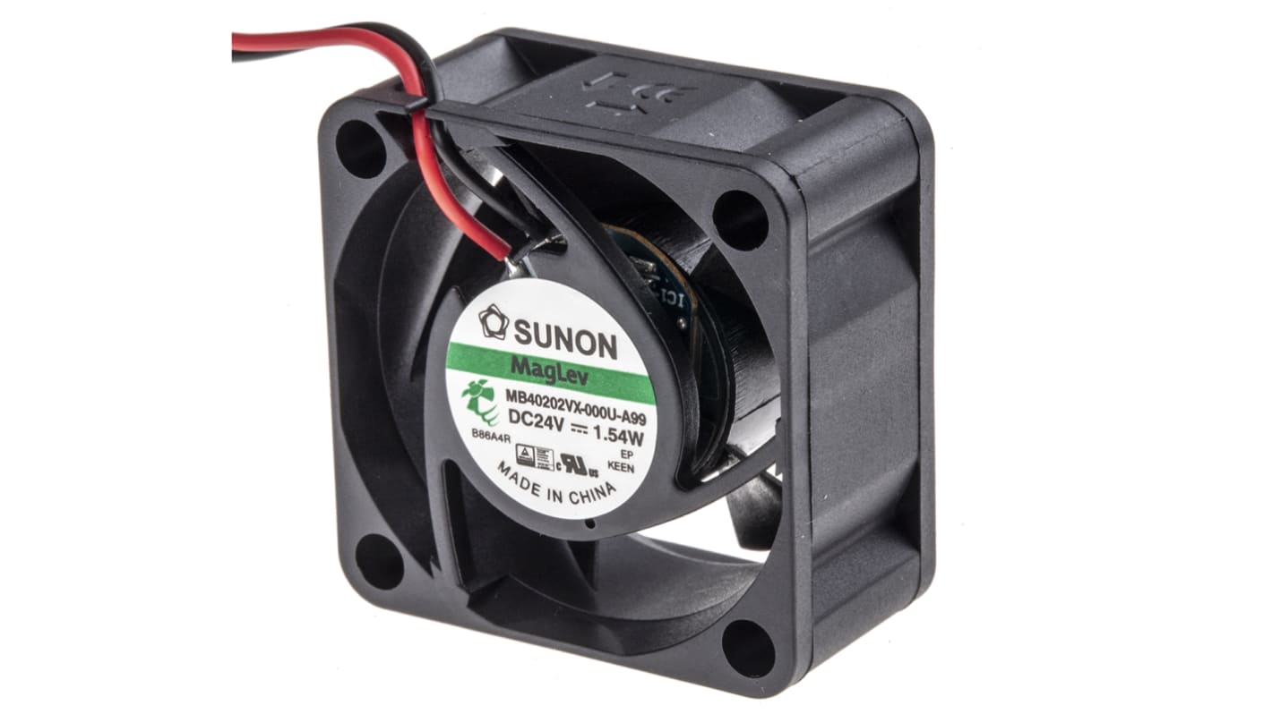 Sunon MB Series Axial Fan, 24 V dc, DC Operation, 18.4m³/h, 1.54W, 64mA Max, 40 x 40 x 20mm