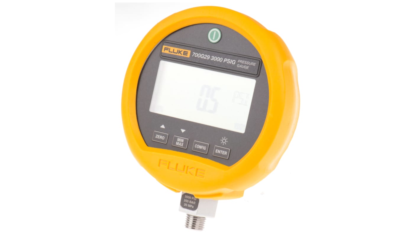 Fluke G 1/4 Digital Pressure Gauge 200bar Bottom Entry 114mm Outside Diameter