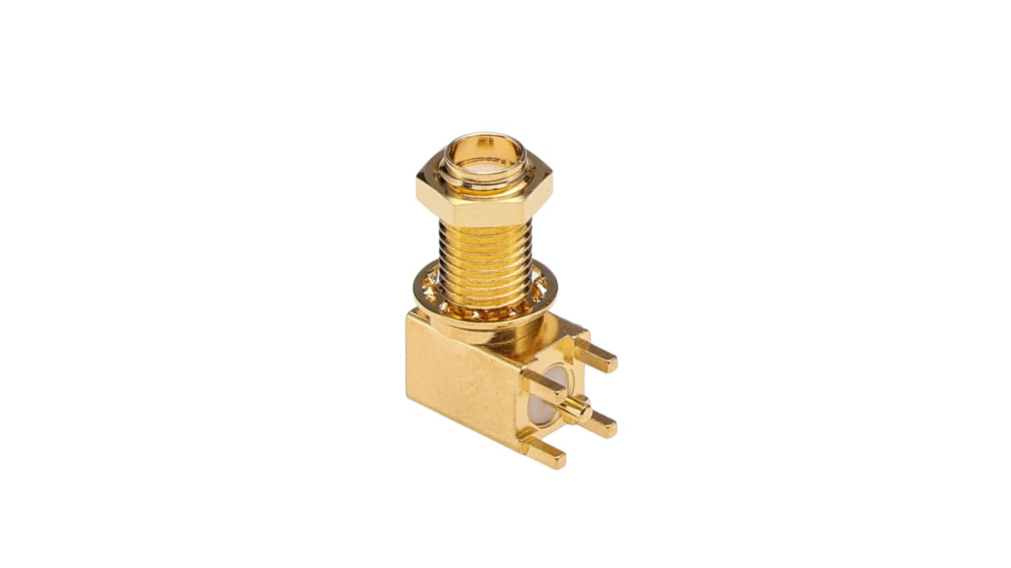 Molex SMA Series, Jack PCB Mount SMA Connector, 50Ω, Solder Termination, Right Angle Body