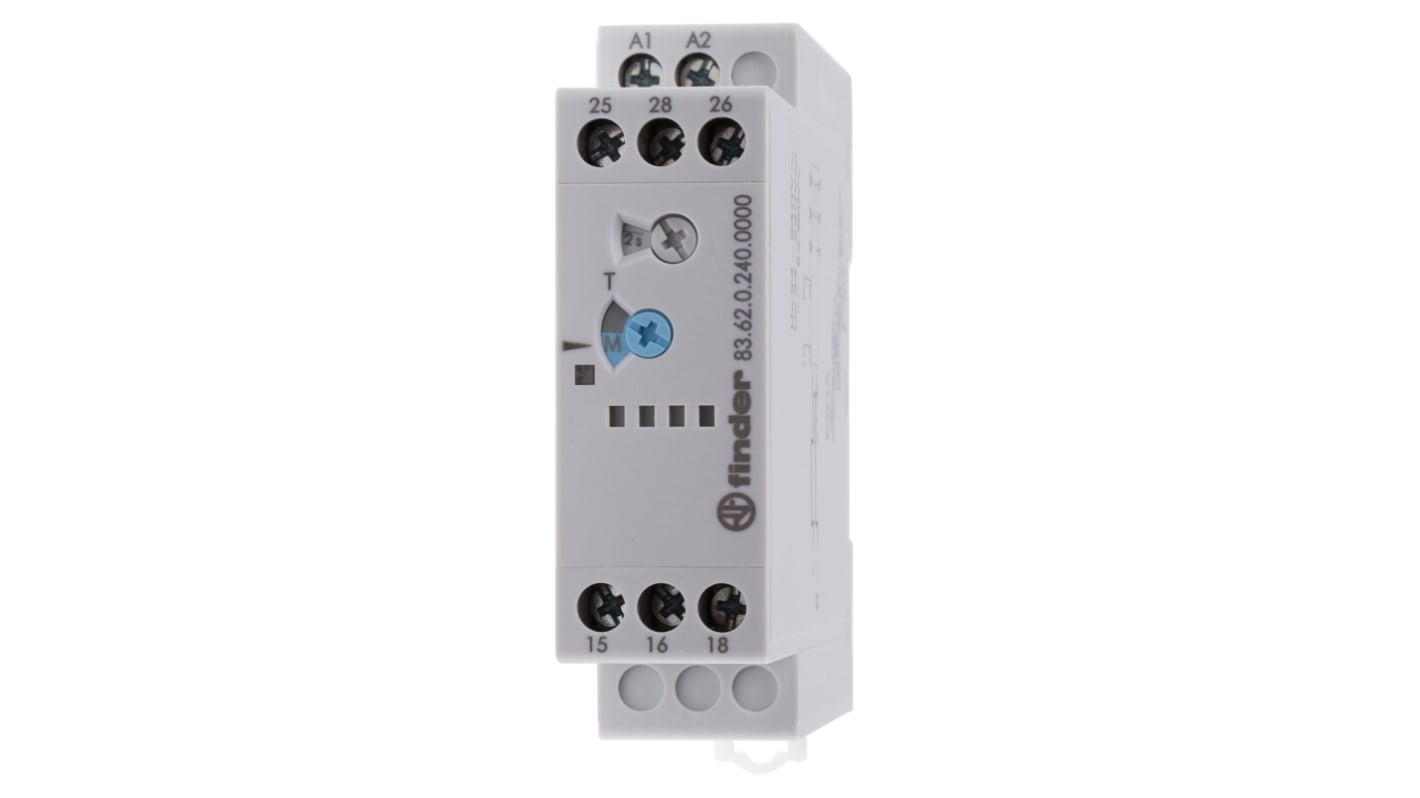 Timer Relay Finder, intervallo 0.05-180s, 2 poli, SPDT, Guida DIN