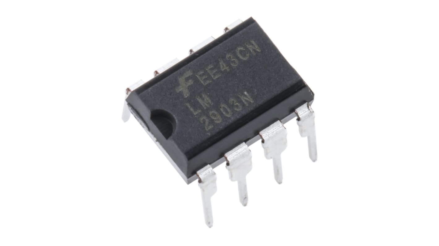 LM2903N onsemi, Dual Comparator, Open Collector O/P, 0.2 μs, 1.4 μs 2 → 36 V 8-Pin PDIP