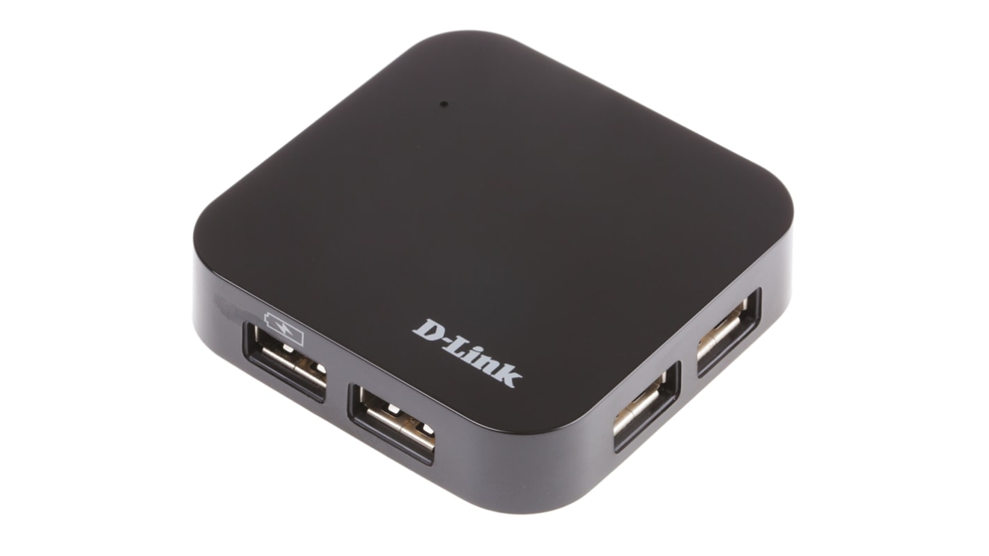 D-Link 4 Port USB 2.0 USB A Network Hub, 114.3 x 63.5 x 28.7mm