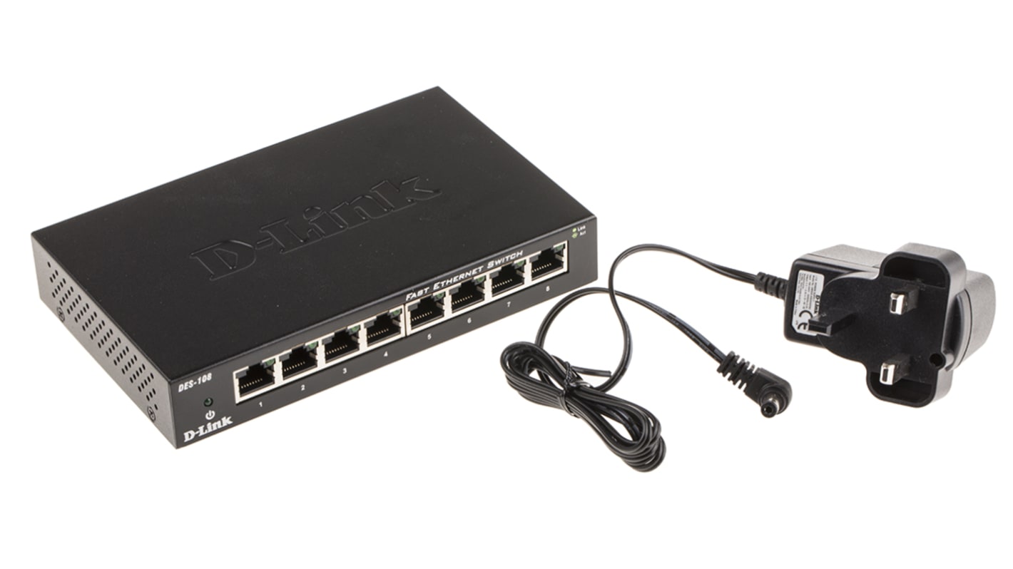DES 108 B D Link DES 108 Netzwerk Switch Desktop 8 Port Unmanaged 10 100Mbit s UK 162 x 102 x 28mm RS