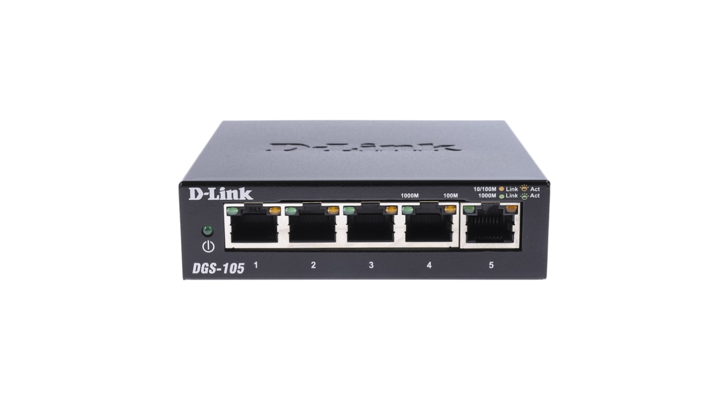 D-Link 5-Port Gigabit unmanaged Desktop-Switch DGS-105 Netzwerk Switch Desktop 5-Port Unmanaged 10/100/1000Mbit/s UK