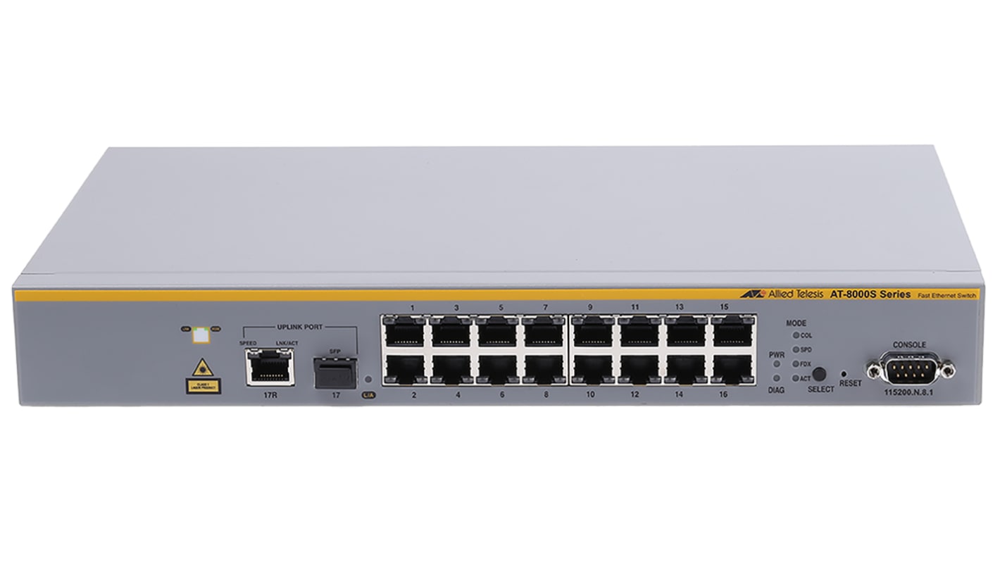 Allied Telesis 8000S/16, AT-8000S/16 Netzwerk Switch Rackmontage 16-Port Managed 10/100Mbit/s 330 x 230 x 43mm