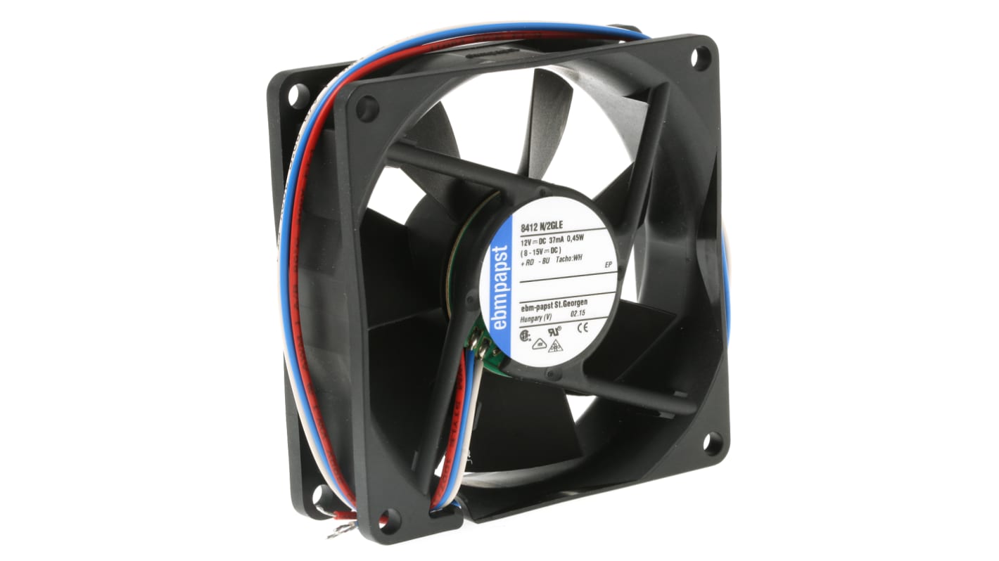 ebm-papst 8400 N Series Axial Fan, 12 V dc, DC Operation, 33m³/h, 500mW, 80 x 80 x 25mm
