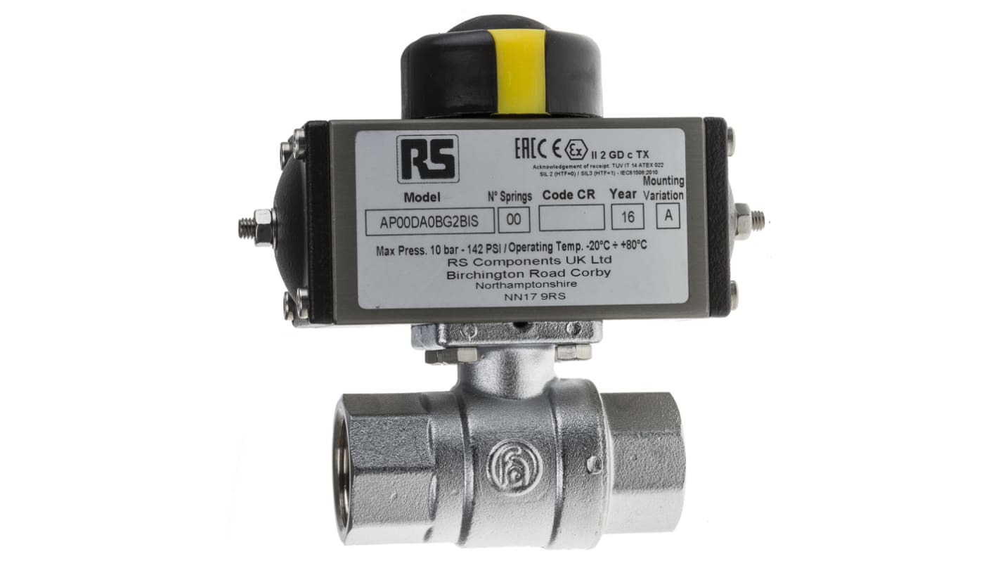 RS PRO Ball type Pneumatic Actuated Valve, BSP 3/4in, 40 bar