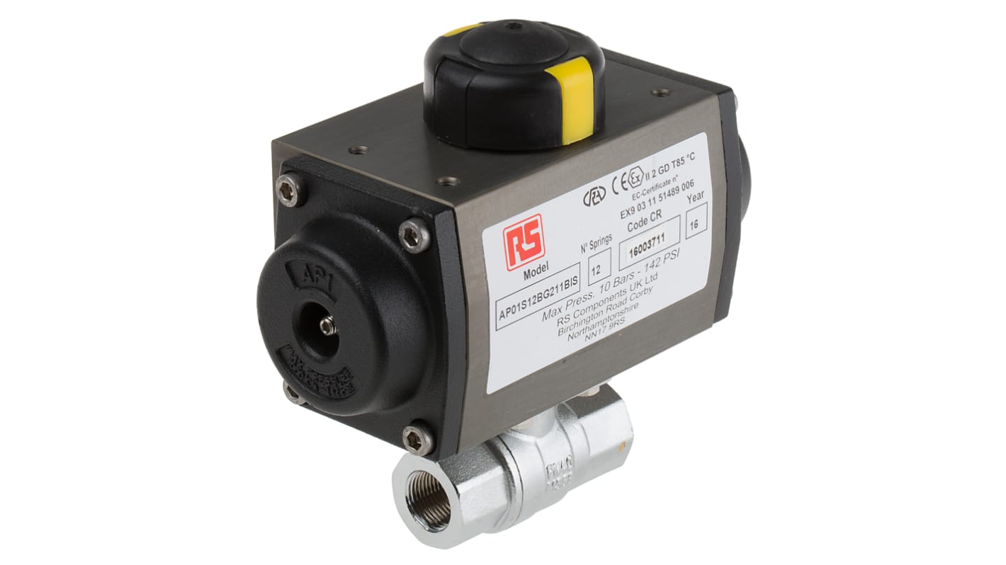 Valvola con attuazione pneumatica RS PRO, a sfera, NC, 3/8poll, 40 bar max