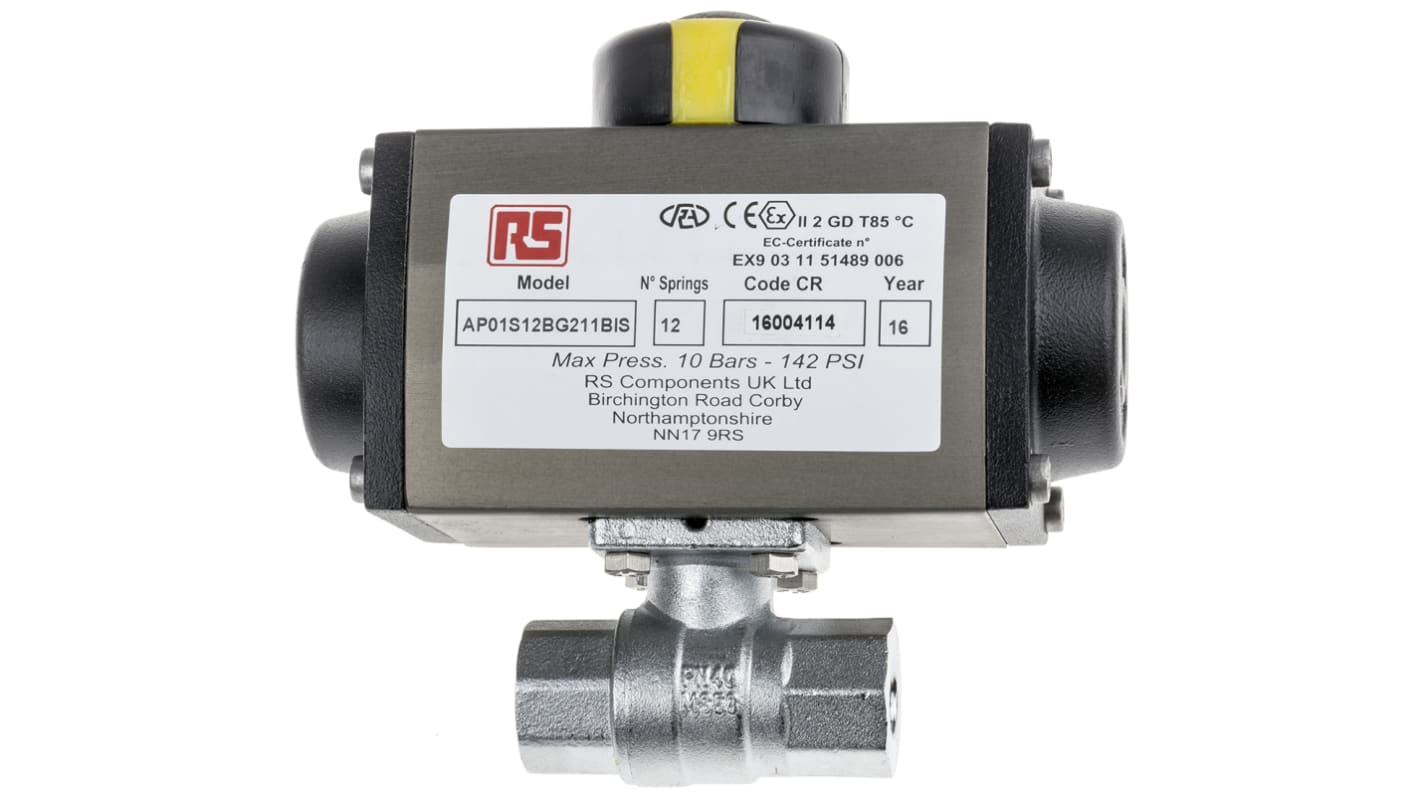 RS PRO Ball type Pneumatic Actuated Valve, BSP 1/4in, 40 bar