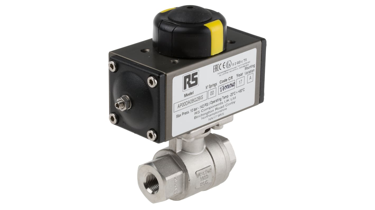 RS PRO Ball type Pneumatic Valve, BSP 1/4in, 1000 psi