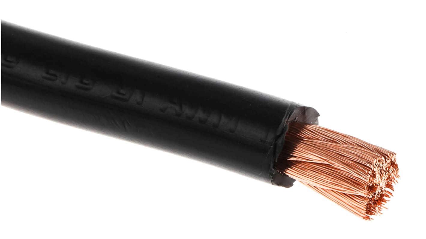 RS PRO 黑色电线, 25 平方毫米, 100m长, 4AWG, 600 V, 最高+105°C, PVC绝缘