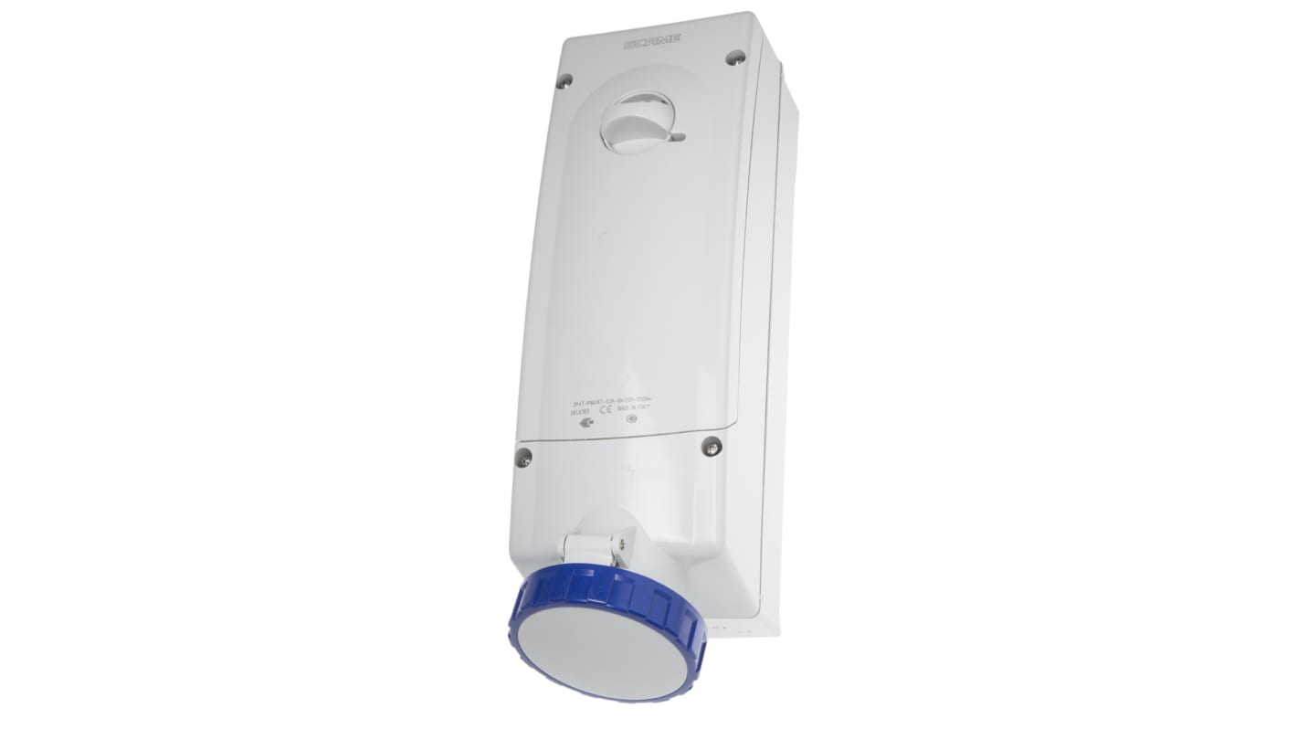 Connecteur Industriel Femelle 2P+E commutable Bleu IP67,200 → 250 V,63A Verticale