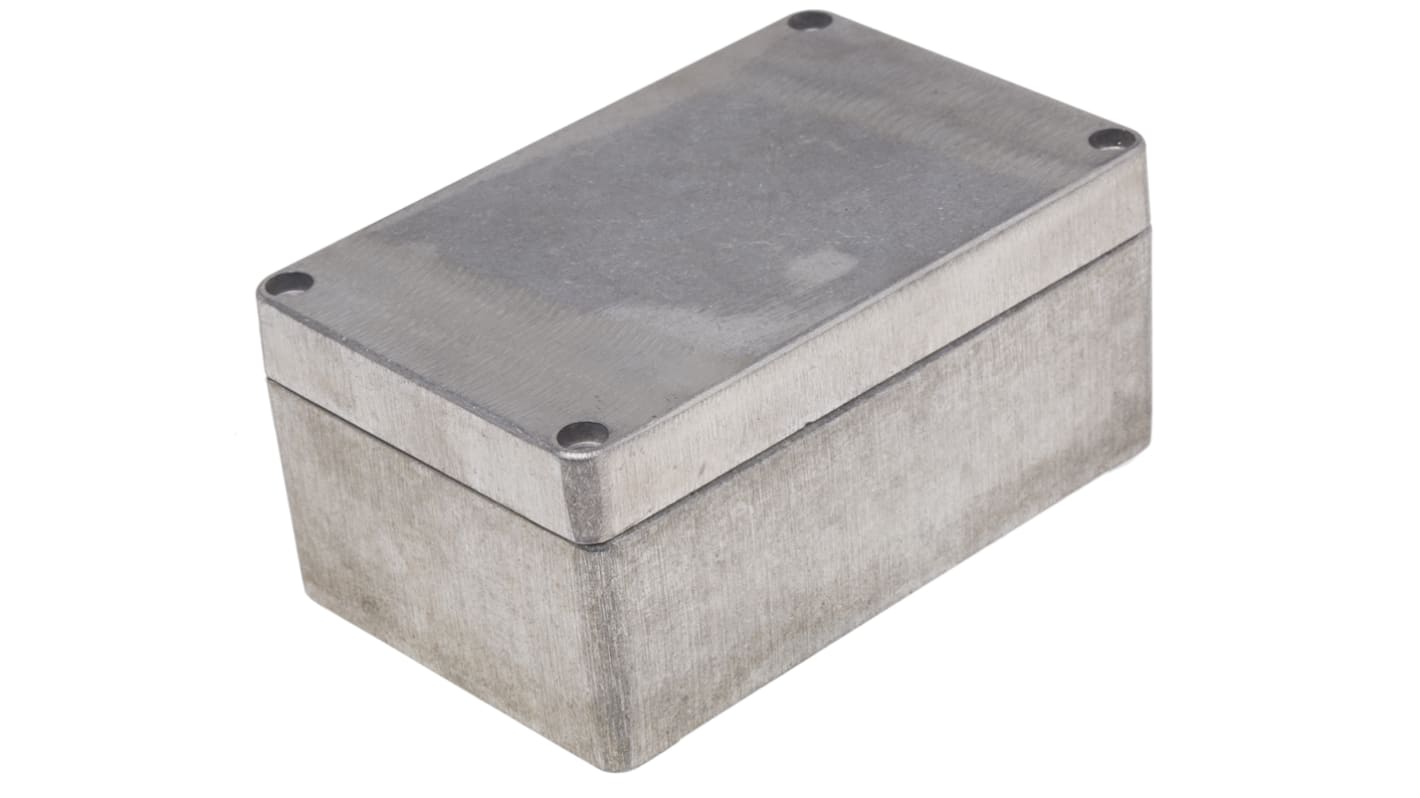 RS PRO Silver Die Cast Aluminium Enclosure, IP66, Silver Lid, 125 x 80 x 57mm