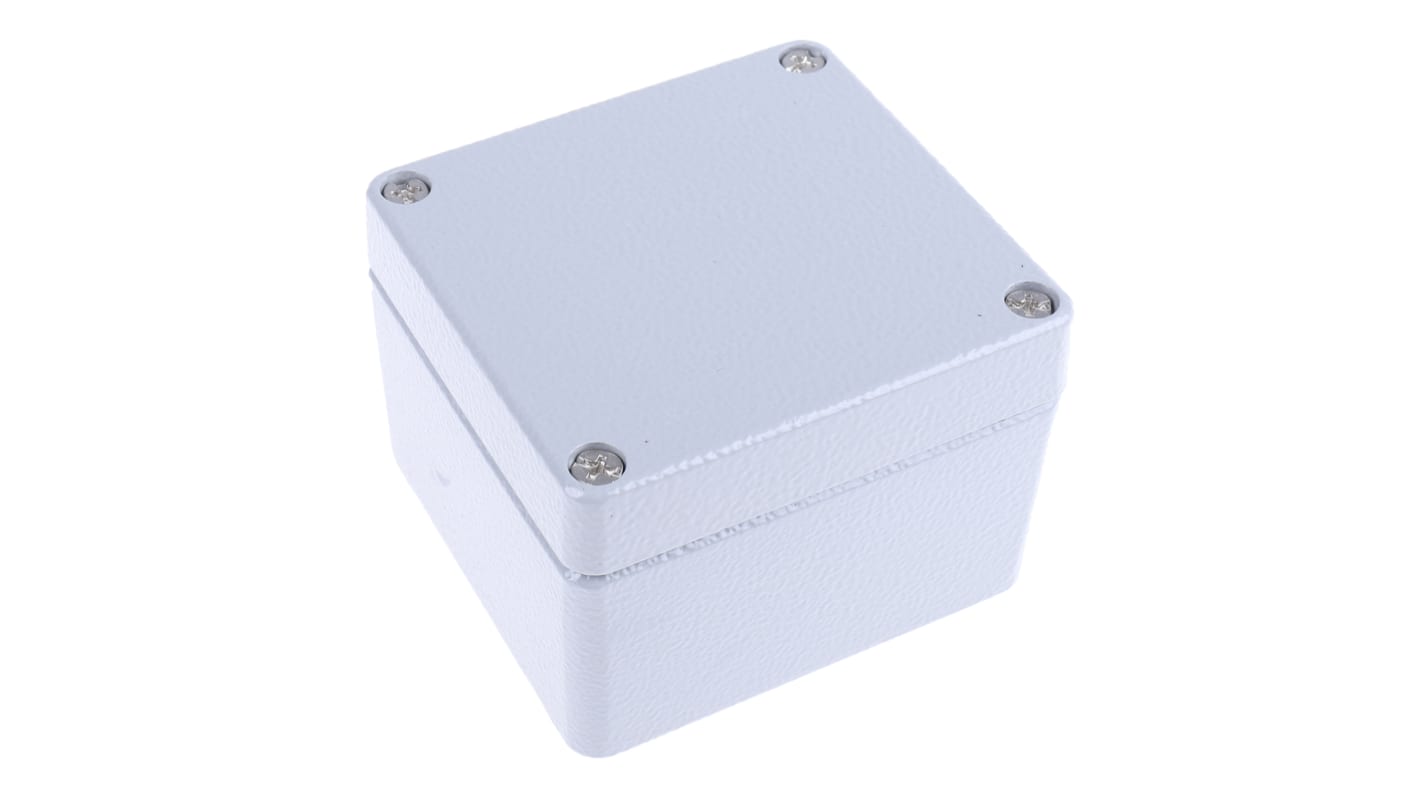 RS PRO Grey Die Cast Aluminium Enclosure, IP66, Grey Lid, 75 x 80 x 57mm