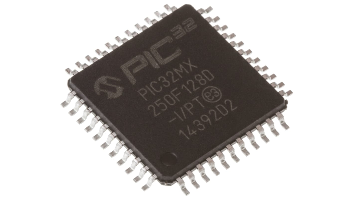 Microchip PIC32MX单片机, PIC内核, 44针, TQFP, 最大40MHz, 131 kB 闪存, 32 kB RAM