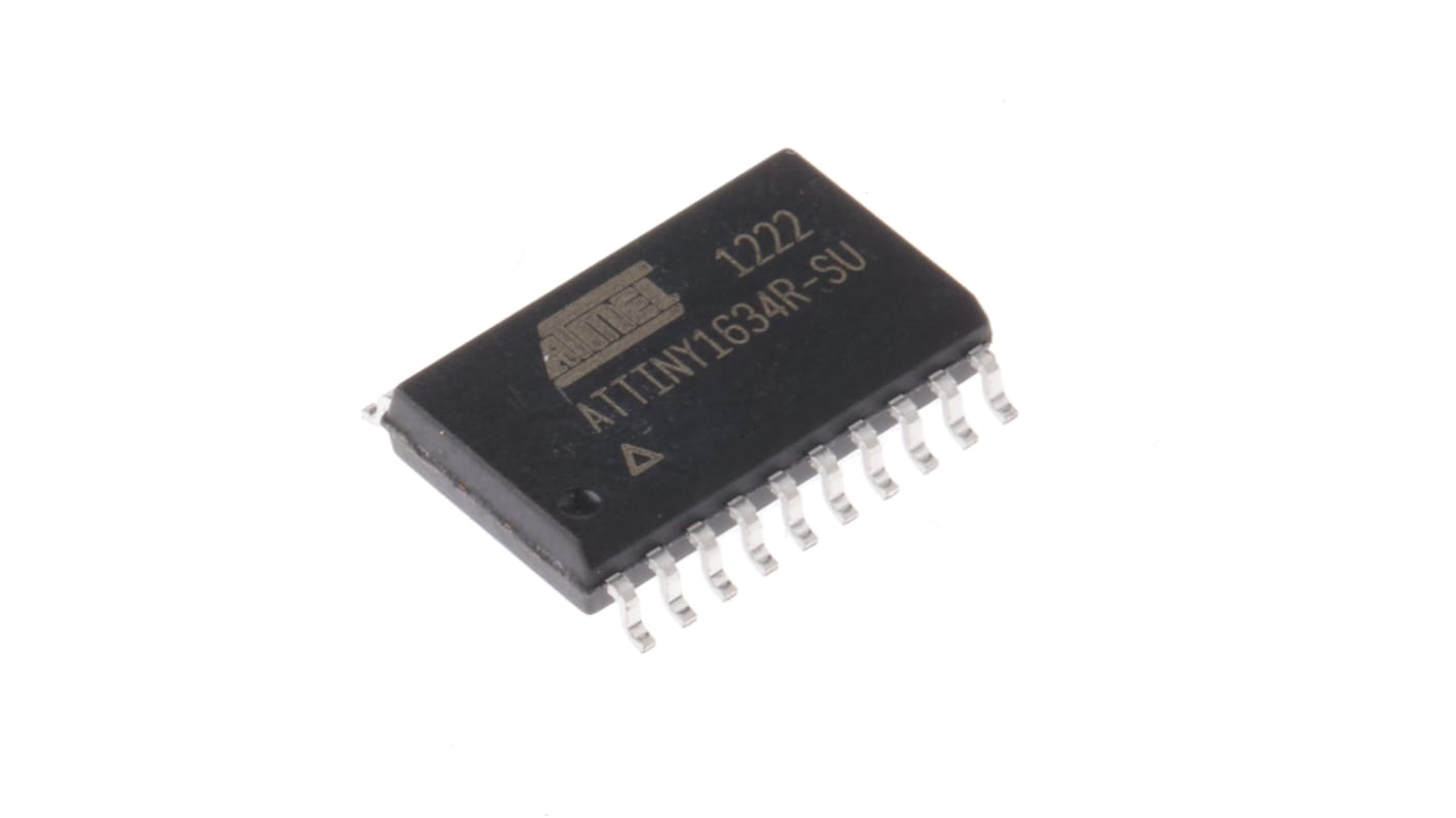 Microcontrolador Microchip ATTINY1634R-SU, núcleo AVR de 8bit, RAM 1 kB, 12MHZ, SOIC de 20 pines