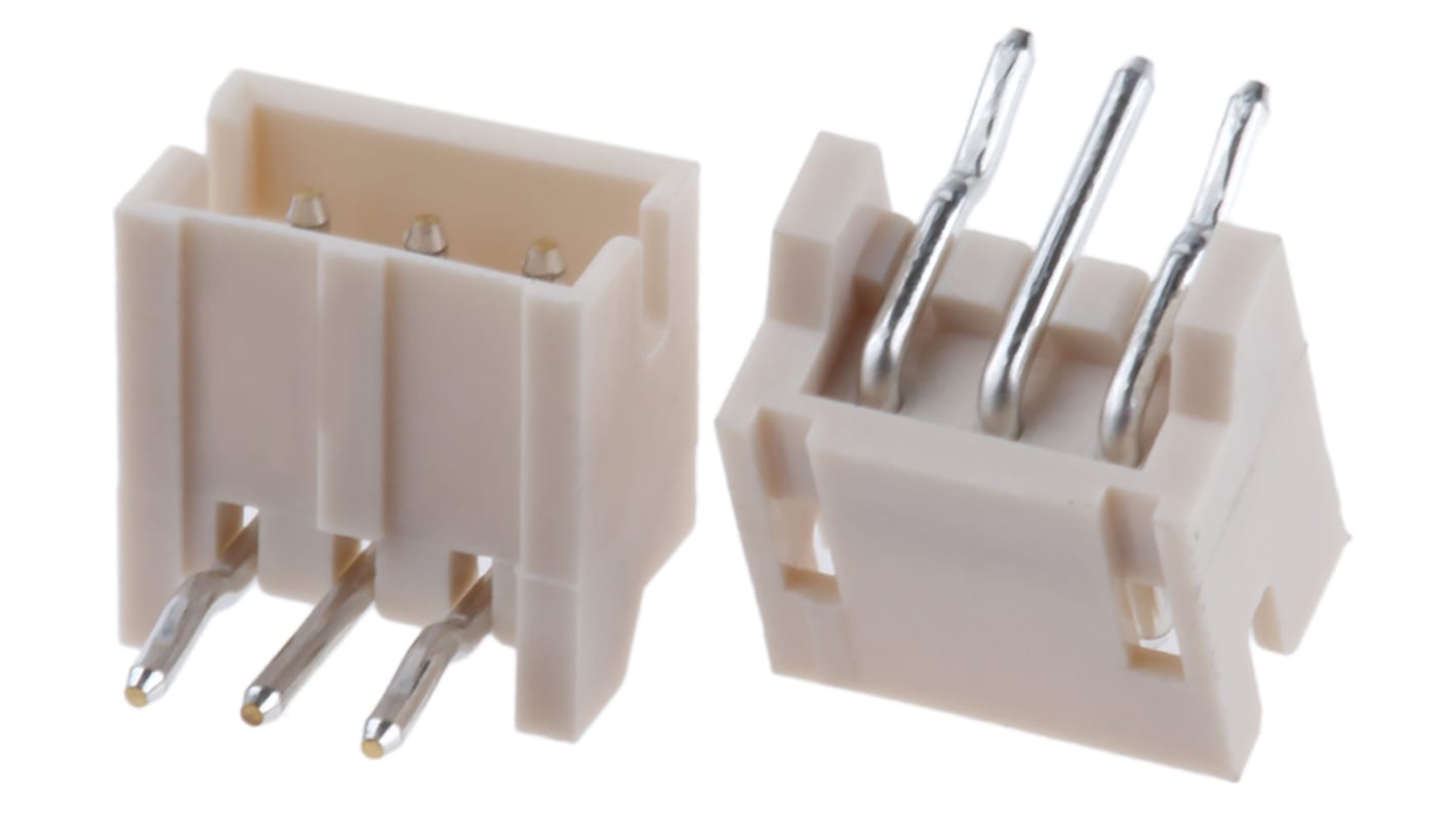 JST ライトアングル 基板接続用ピンヘッダ 3極 1.5mm 1列, スルーホール実装