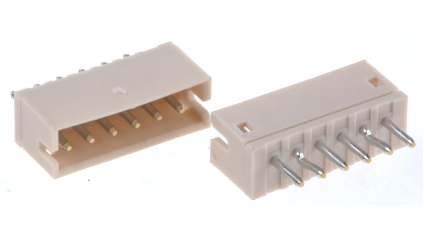 JST ZH Series Top Entry Through Hole PCB Header, 6 Contact(s), 1.5mm Pitch, 1 Row(s), Shrouded