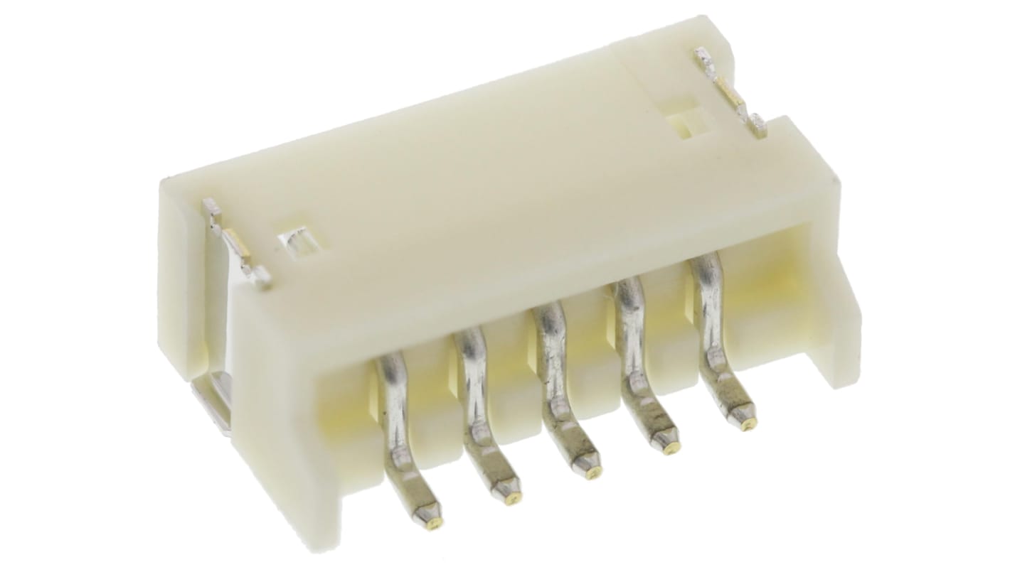 JST 5p单排排针 直角线对板连接器, 1.5mm间距, 1.0A, 50.0 V, SMT安装, ZH系列