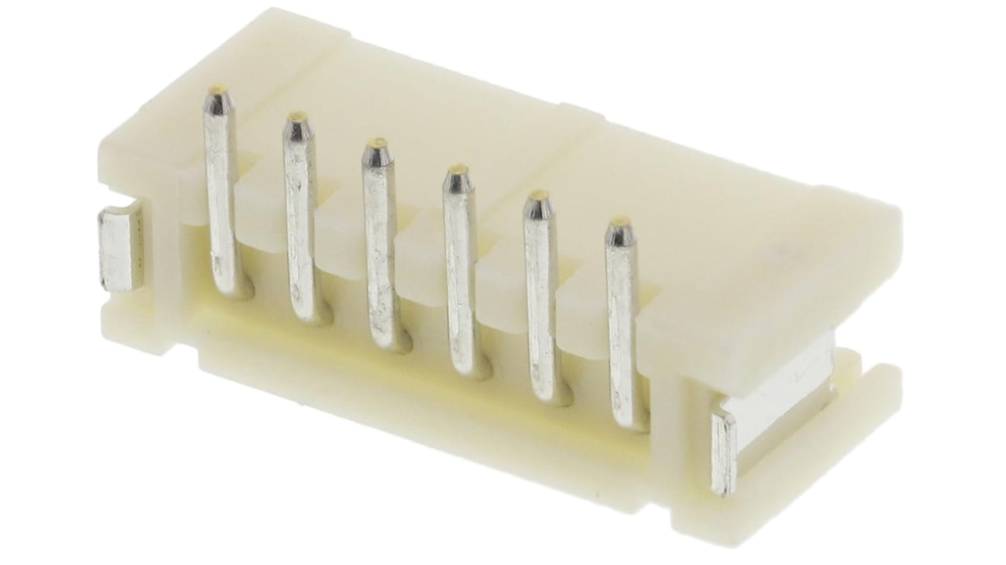 JST ZH Series Top Entry Surface Mount PCB Header, 6 Contact(s), 1.5mm Pitch, 1 Row(s), Shrouded