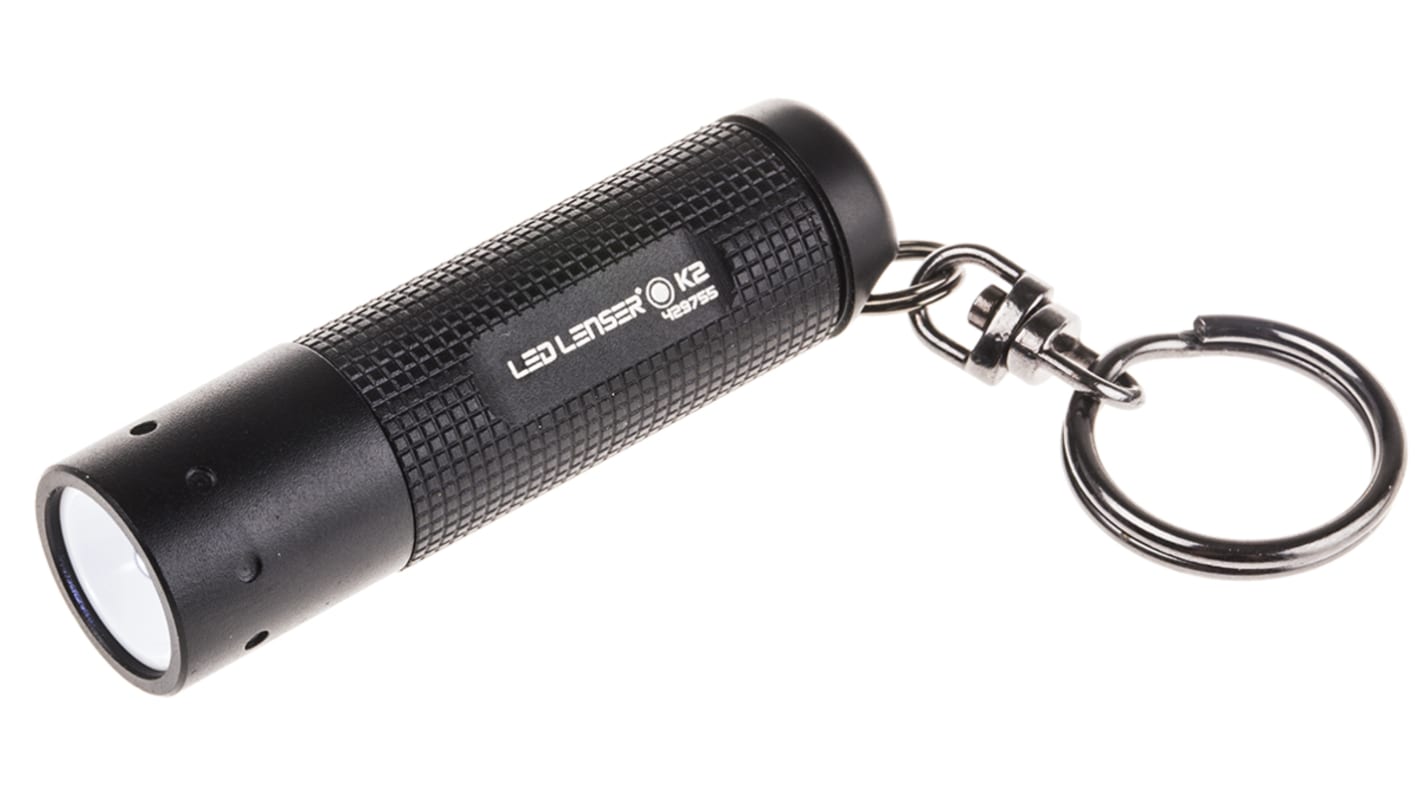 LEDLENSER 钥匙扣手电, 25 lm, LED, 4 节 LR44电池, 黑色, K2