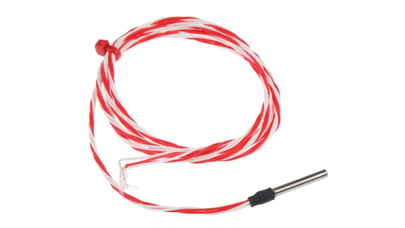 RS PRO PT100 RTD Sensor, 3mm Dia, 25mm Long, 4 Wire, Probe, Class B +200°C Max