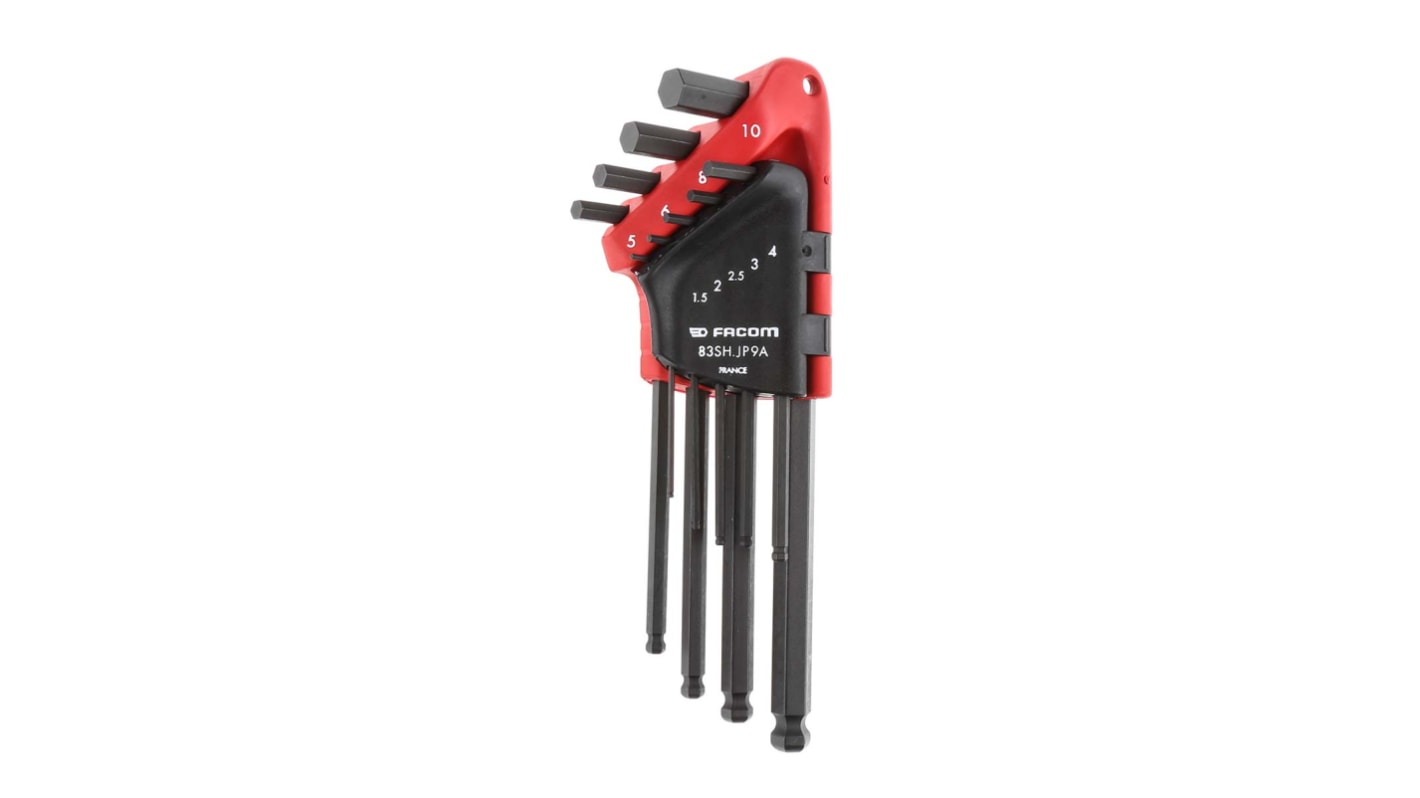 Facom 9 piece L Shape Metric Hex Key Set, 1.5mm