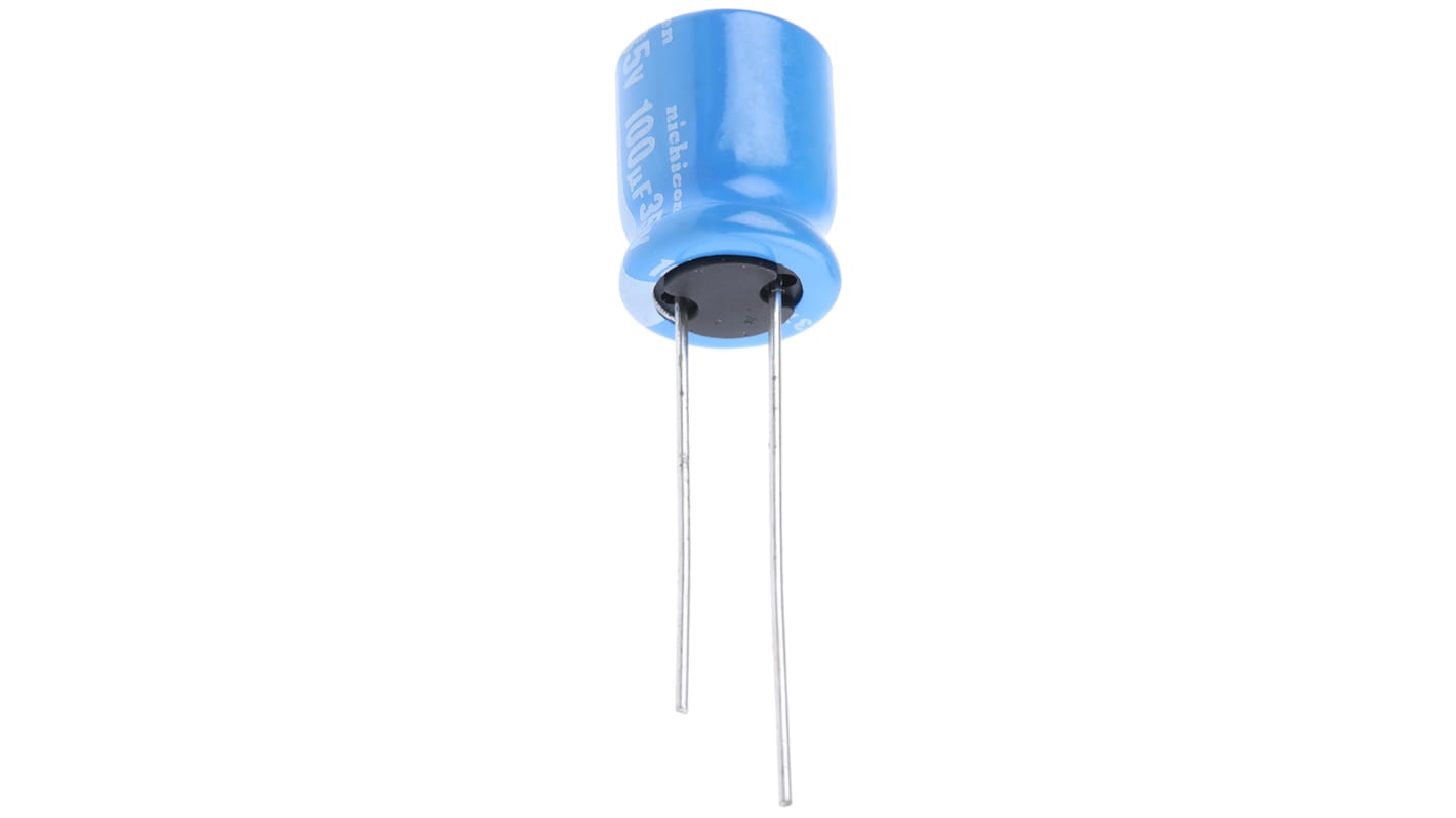 Condensatore Nichicon, serie BT, 100μF, 35V cc, ±20%, +125°C, Radiale, Foro passante