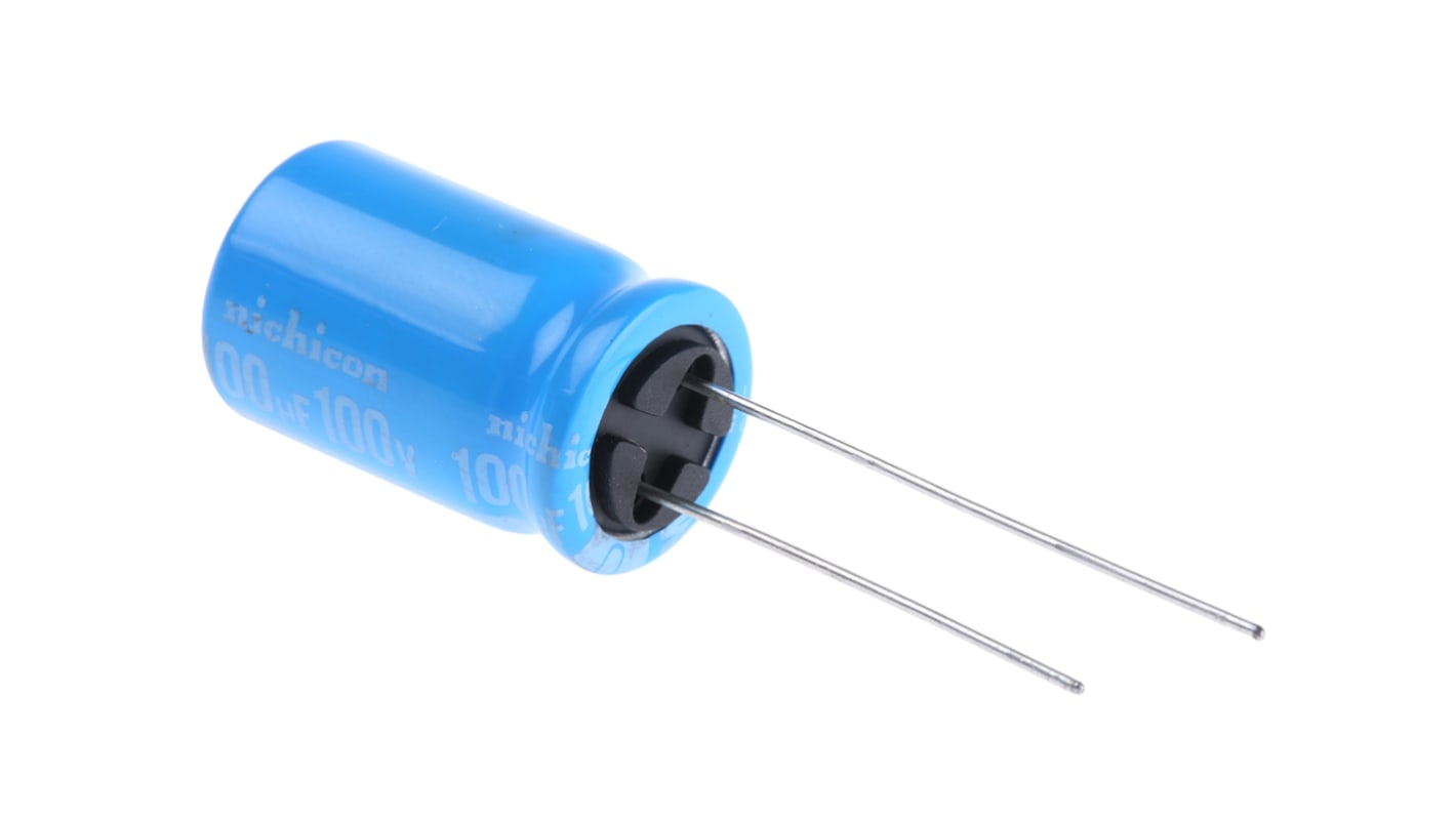Condensatore Nichicon, serie BT, 100μF, 100V cc, ±20%, +125°C, Radiale, Foro passante