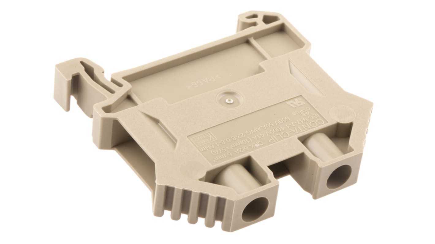 RS PRO DIN-sínre szerelhető sorkapocs, 65A, 1 kV, 22 → 8AWG, Kétszeres, Bézs