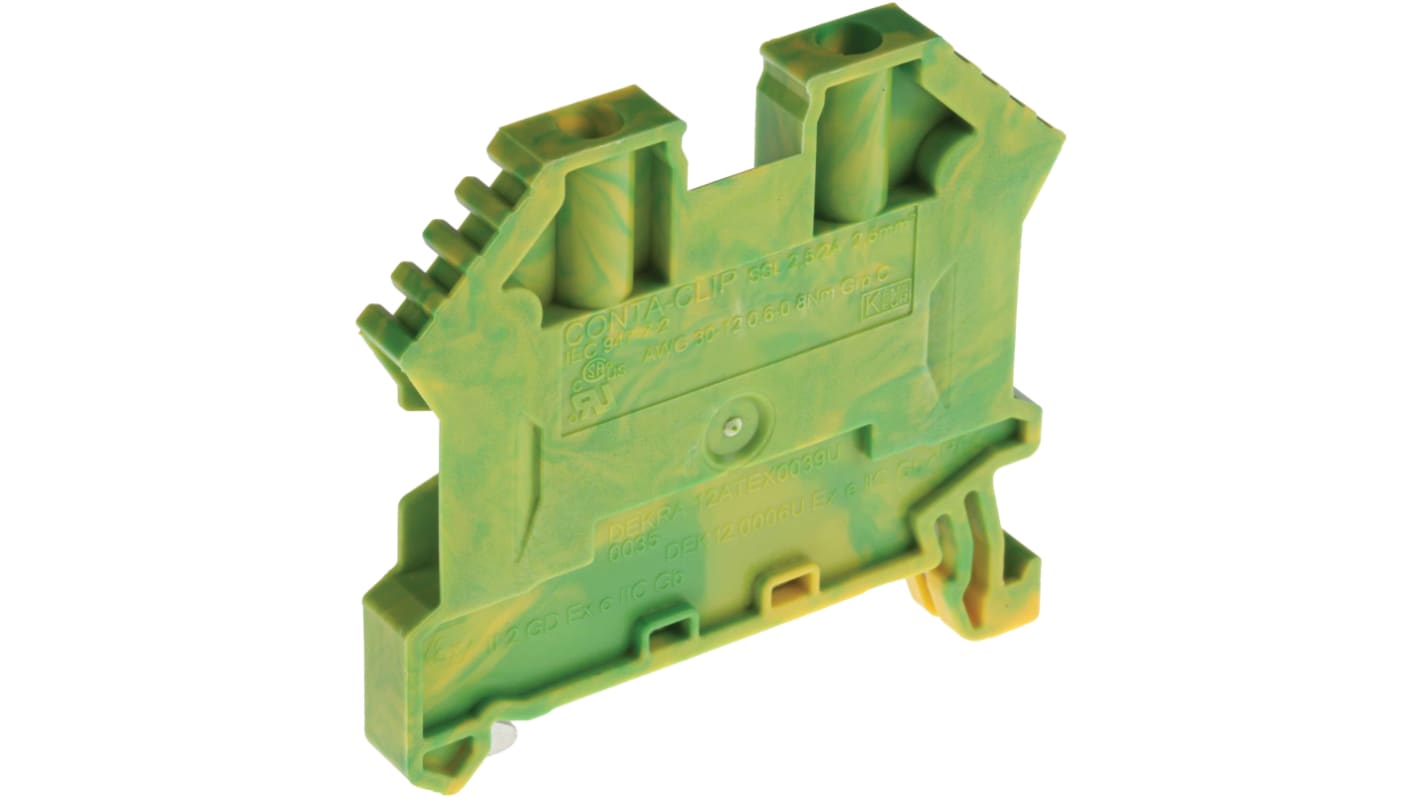 RS PRO Green/Yellow, 2.5mm², Single-Level, Screw Termination