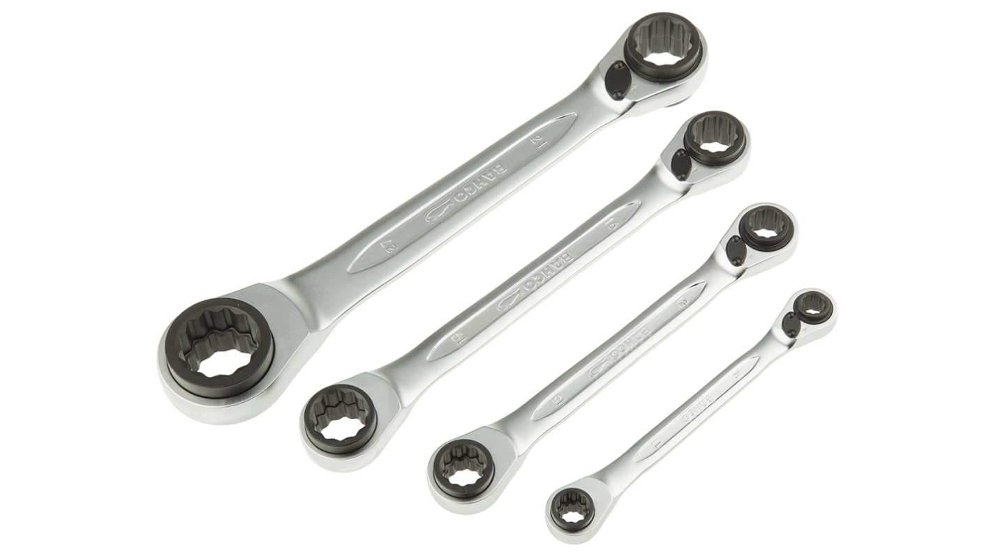 Bahco S4RM Series 4-Piece Spanner Set, 8 x 9 → 18 x 19 mm