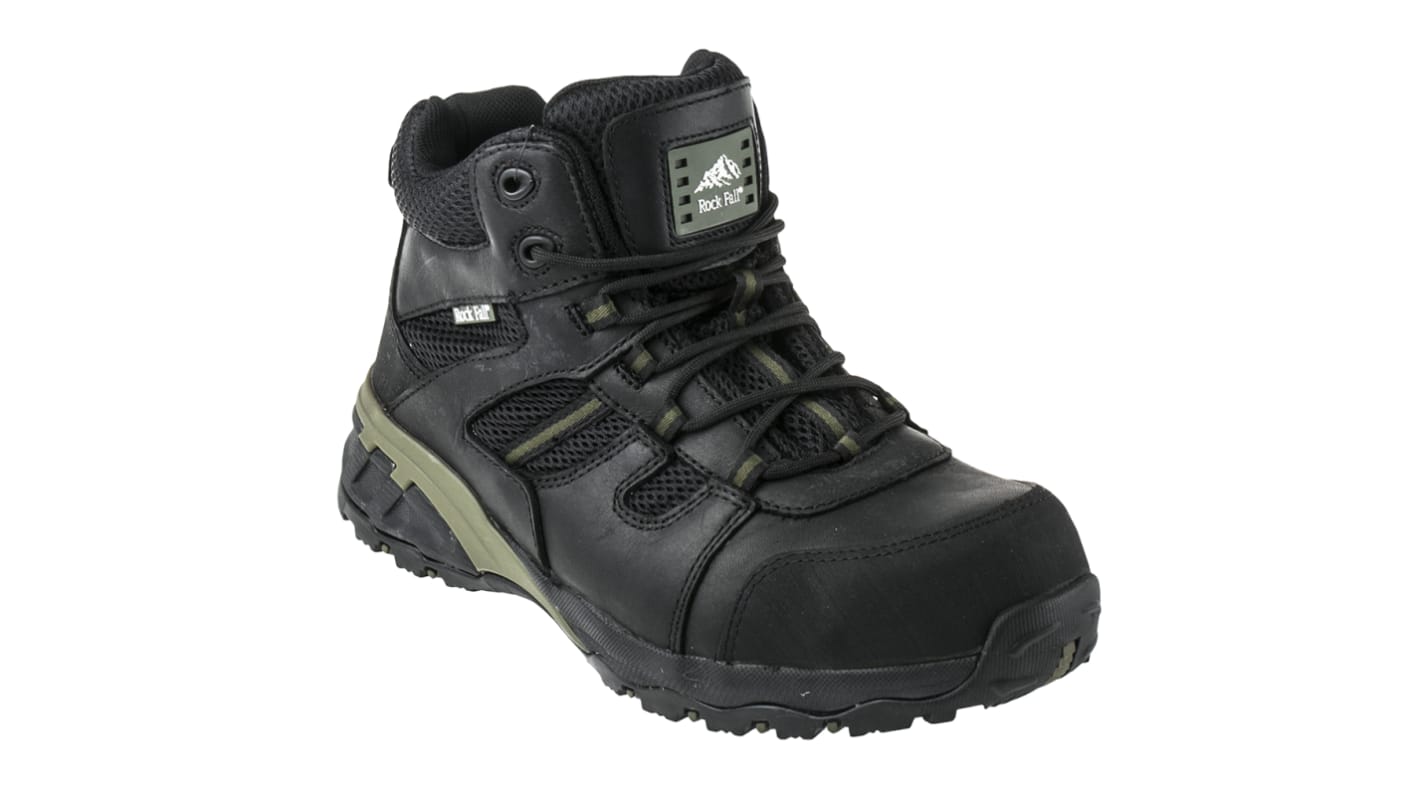 RS PRO EN20345 S1P, Herren, Sicherheitsstiefel Schwarz, mit Zehen-Schutzkappe , Größe 44 / UK 10