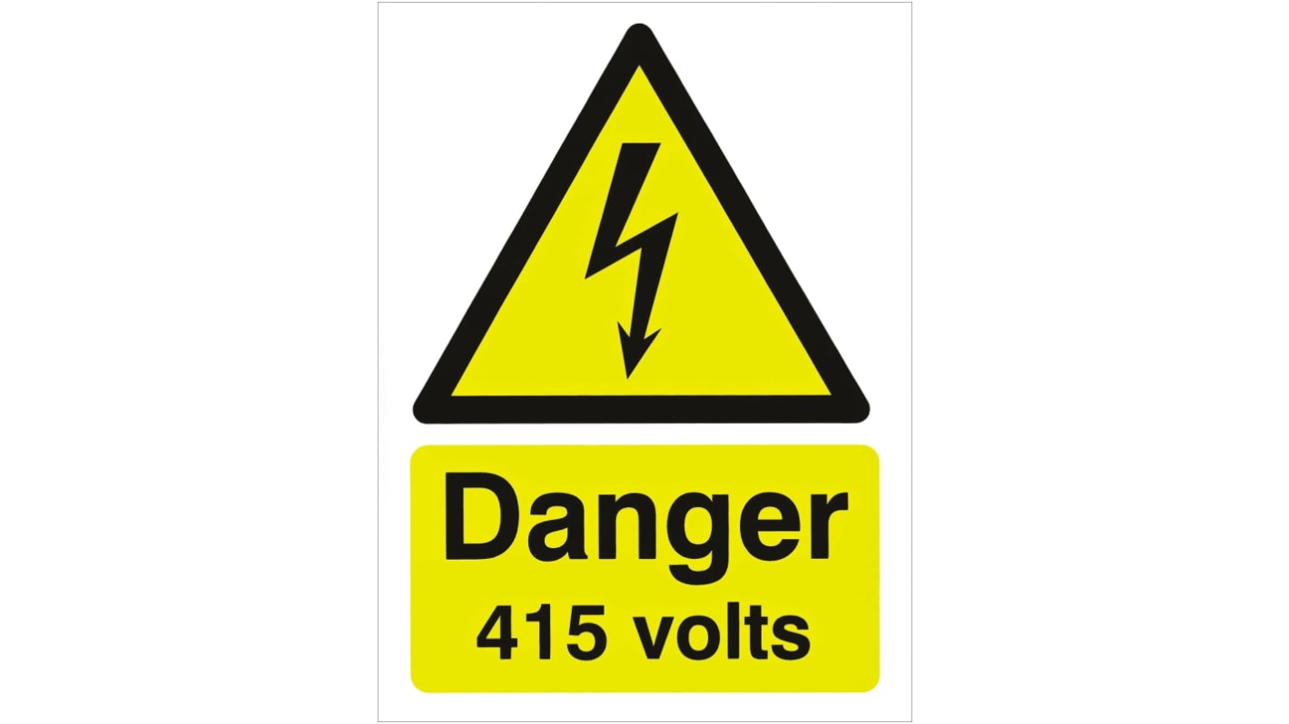 Cartello Pericolo elettrico "Danger 415 Volts", in Inglese
