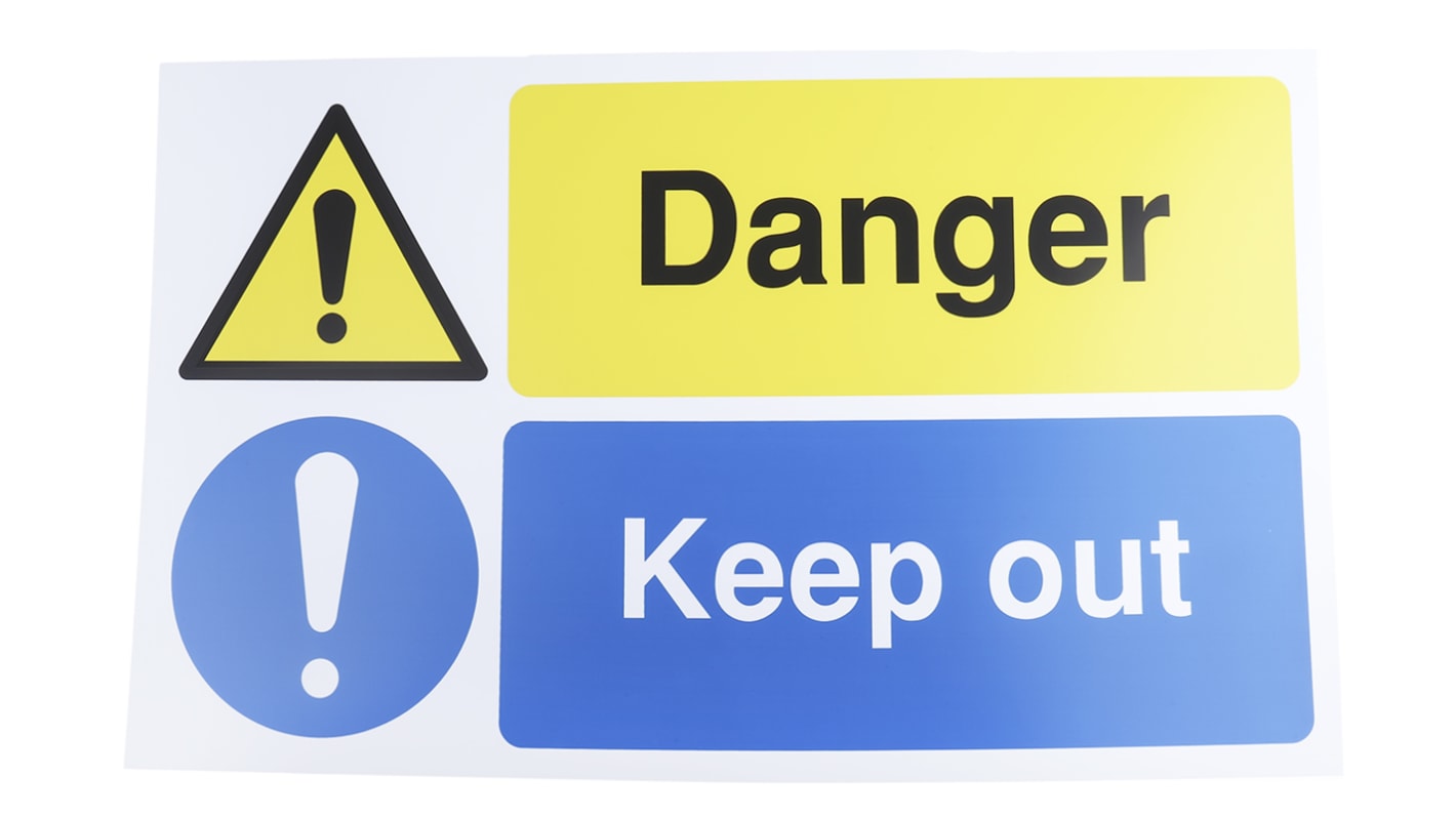Panneau de sol pliable RS PRO avec pictogramme : Danger " Danger Keep Out "