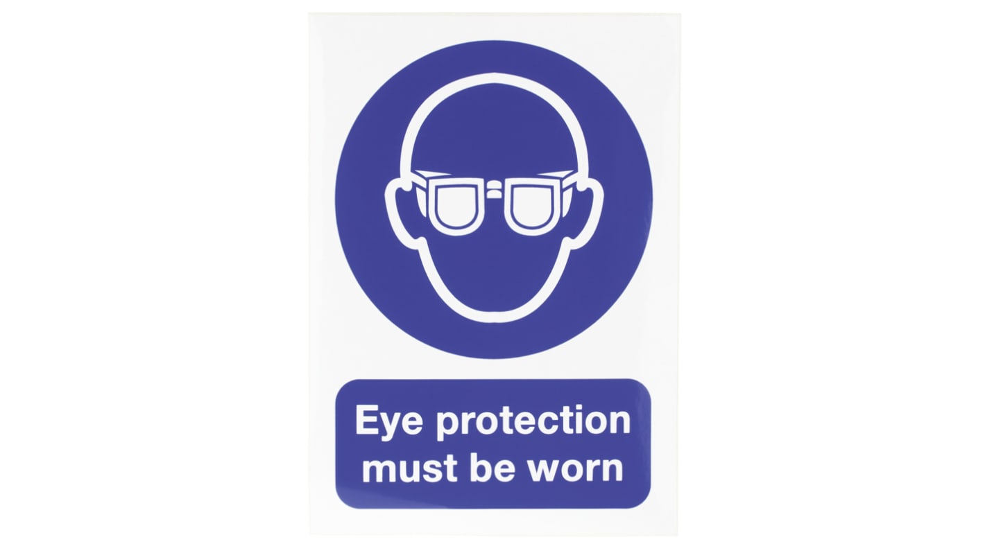 RS PRO Vinyl Mandatory Eye Protection Sign With English Text