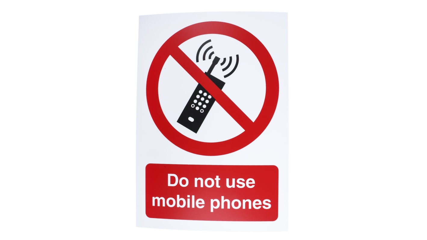 PP Rigid Plastic No Mobiles Prohibition Sign, Do Not Use Mobile Phones, English