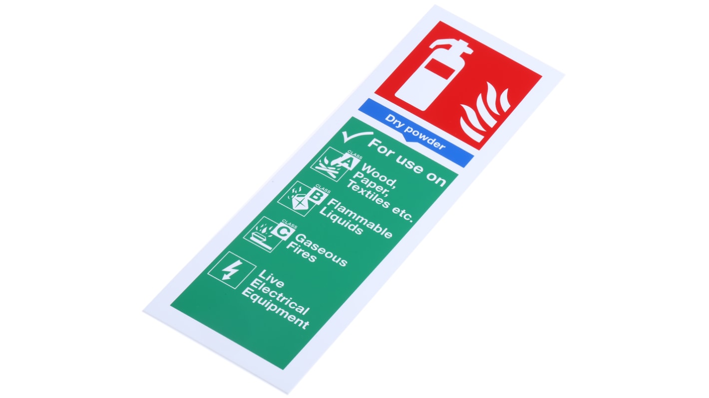 Plastic Fire Safety Sign, Materials extinguisher can be used on With English Text Self-Adhesive