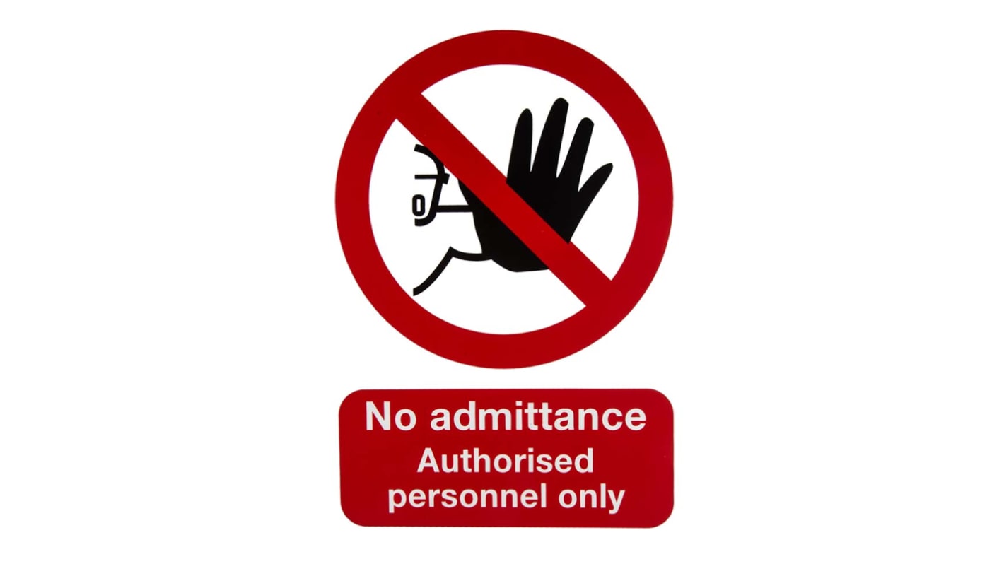 PP Rigid Plastic No Unauthorised Access Prohibition Sign, No Admittance-Sign, English