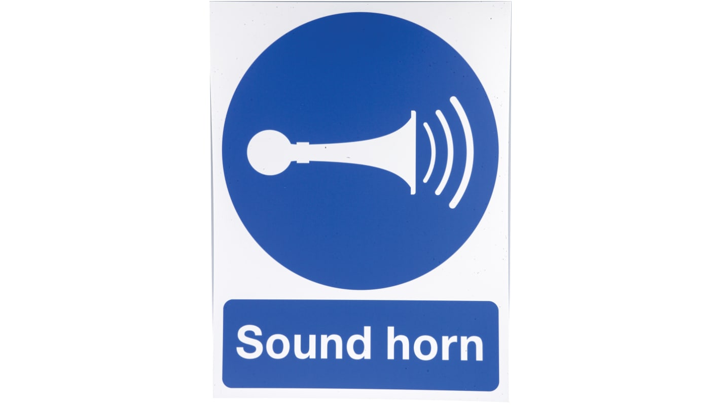 RS PRO PP Rigid Plastic Mandatory Sound Horn Sign With English Text