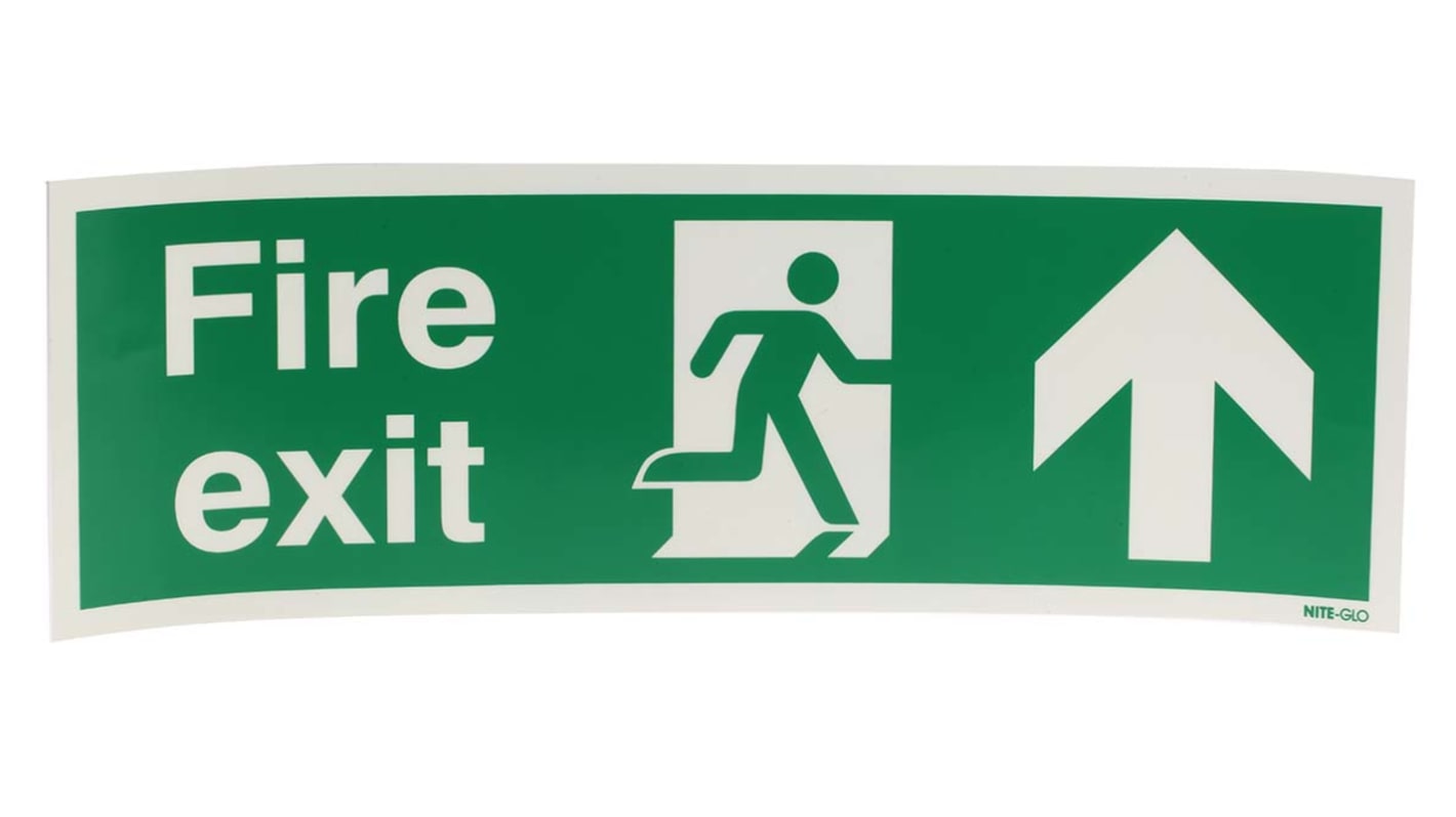 出口標識 RS PRO Fire Exit 英語語 ビニール 緑/黄 450mm ラベル x 150 mm