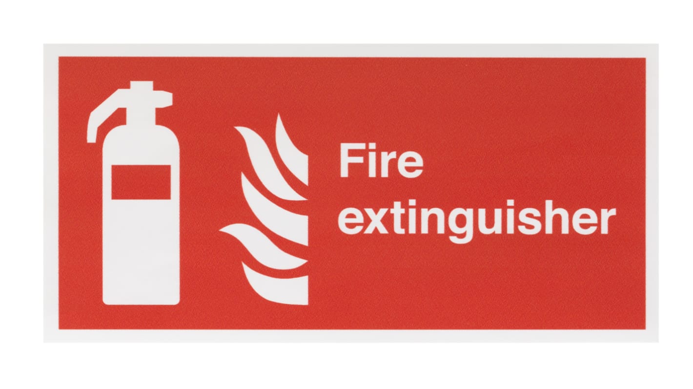 Segnale di sicurezza antincendio RS PRO "Fire extinguisher, in Inglese, 100 mm x 200mm Etichetta