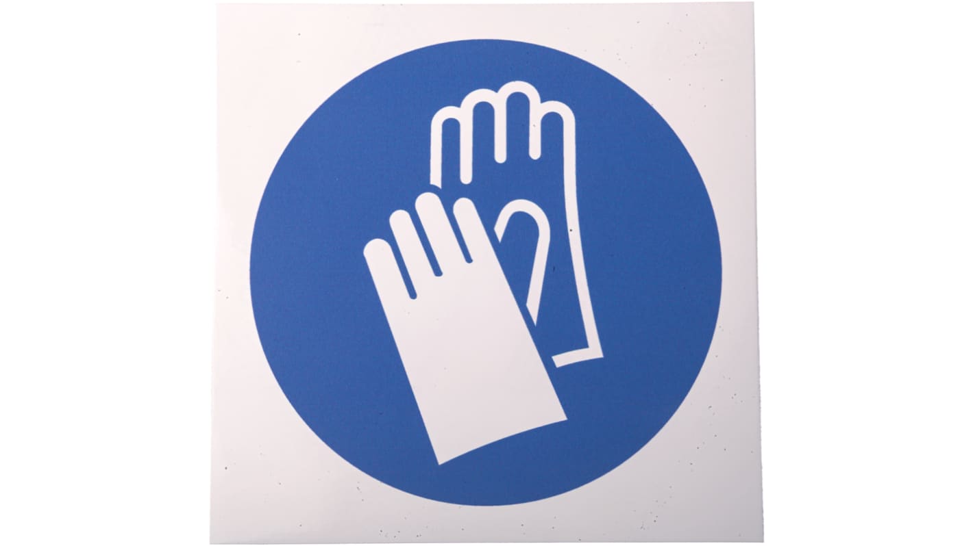 RS PRO Vinyl Mandatory Hand Protection Sign With Pictogram Only Text