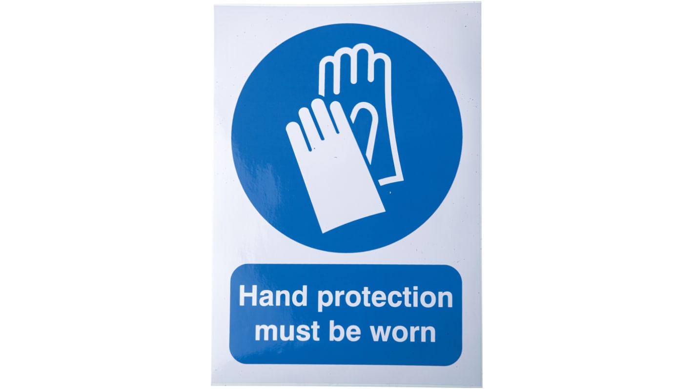 RS PRO Vinyl Mandatory Hand Protection Sign With English Text