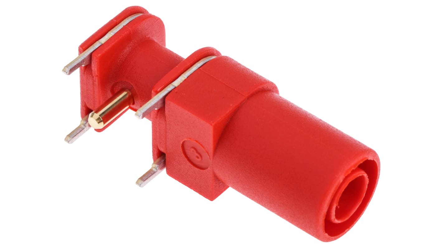 Staubli Red Female Banana Socket, 4 mm Connector, Solder Termination, 24A, 1000V, Gold Plating