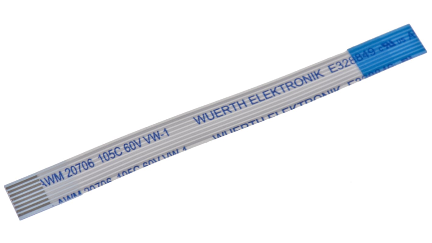 Wurth Elektronik 0.5mm间距8路FFC白色排线, 6877系列, 50mm长