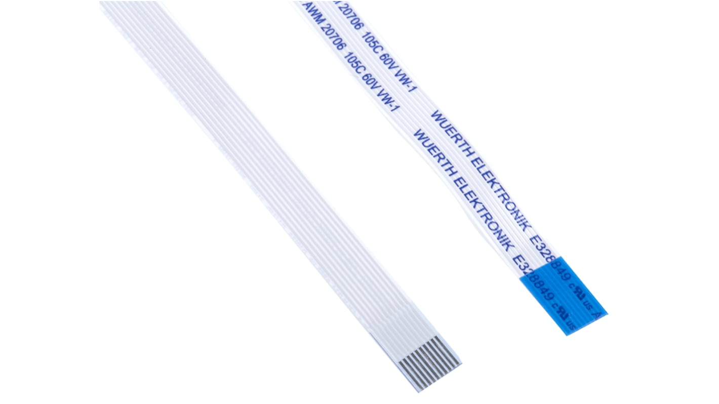 Wurth Elektronik 6877 Series FFC Ribbon Cable, 10-Way, 0.5mm Pitch, 200mm Length