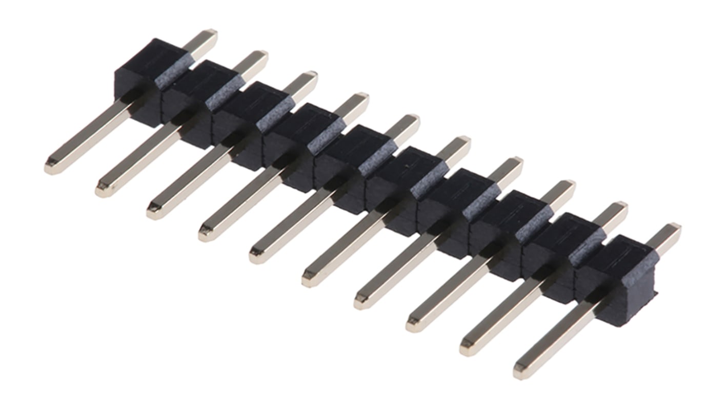 Wurth Elektronik 10p单排排针 直向板对板连接器, 2.54mm间距, 3.0A, 250.0 V, THT安装, WR-PHD系列